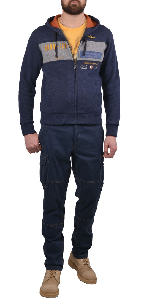 Толстовка с капюшоном AERONAUTICA MILITARE melange jeans (AM 1317) 