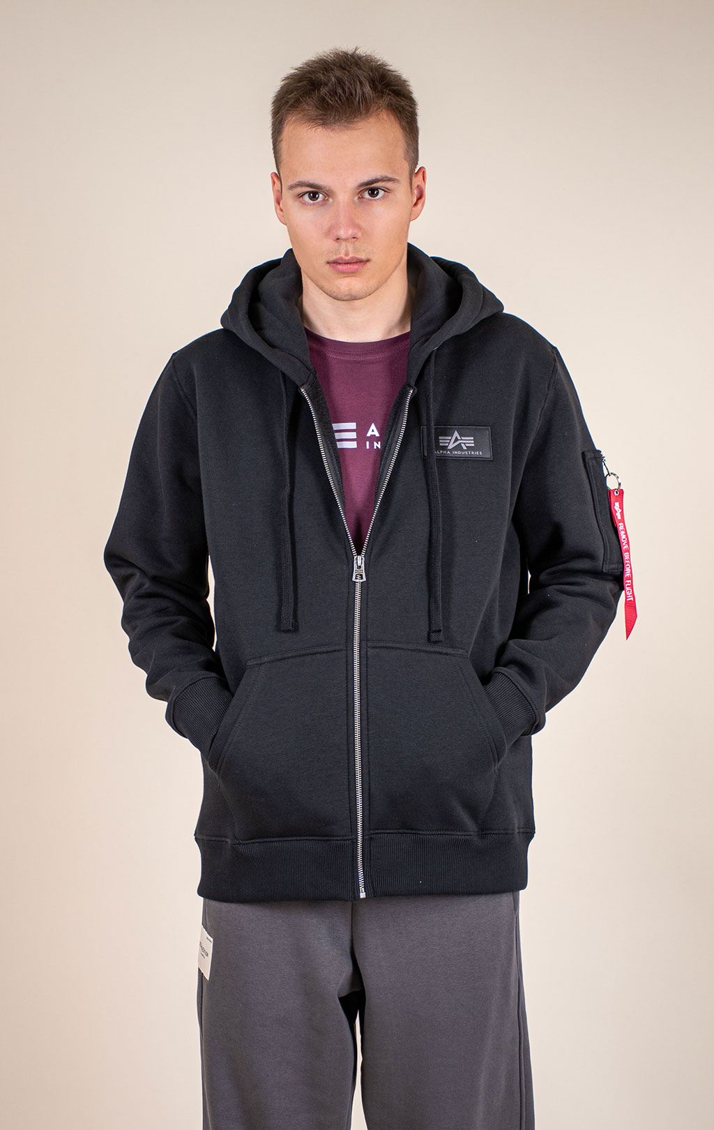 Толстовка ALPHA INDUSTRIES BACK PRINT ZIP HOODY black 