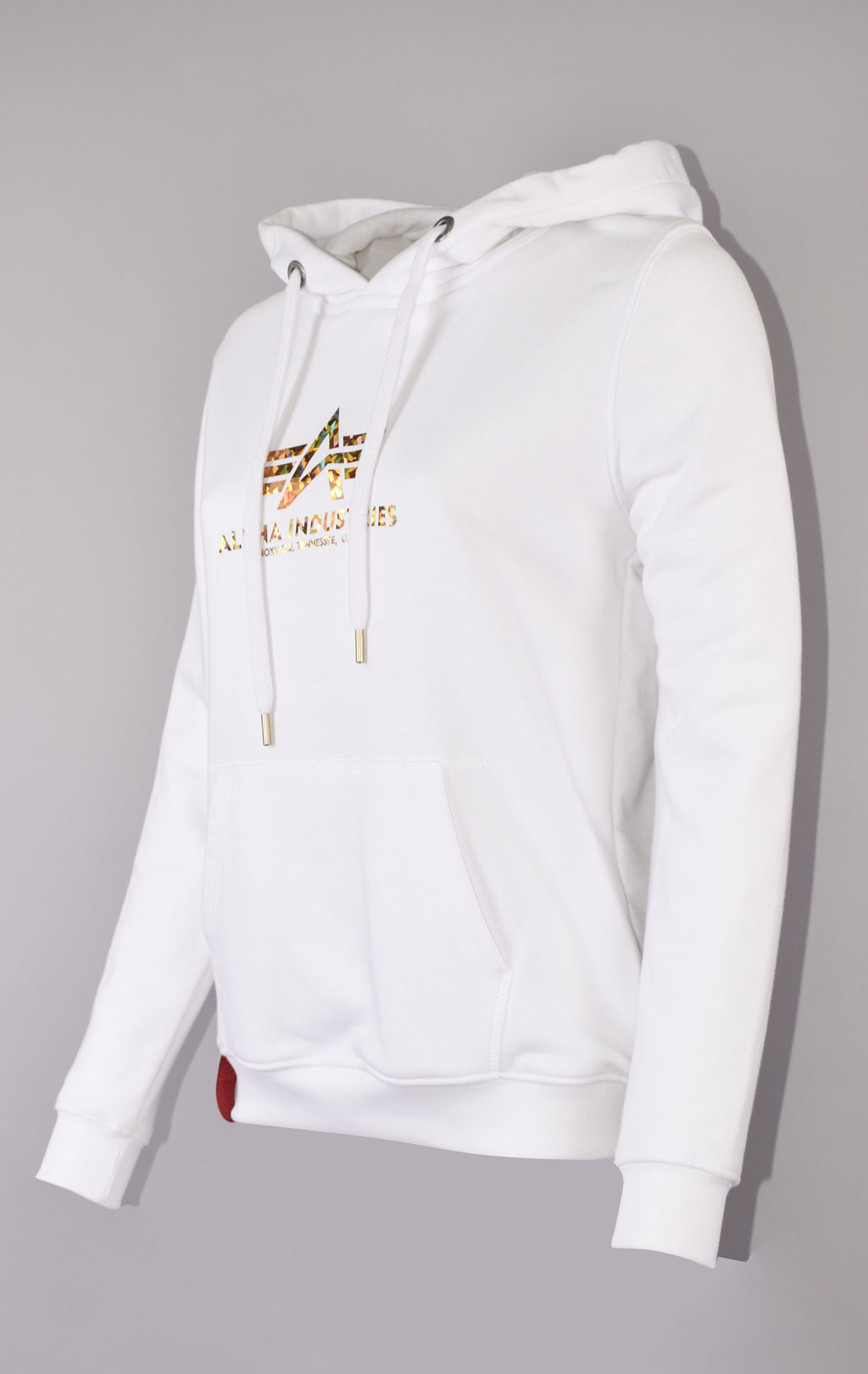 Женская толстовка ALPHA INDUSTRIES NEW BASIC HOODY HOL. PRINT white/gold crystal 