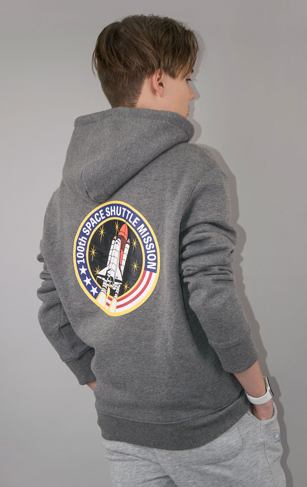 Толстовка ALPHA INDUSTRIES NASA SPACE SHUTTLE HOODIE medium charcoal heather 