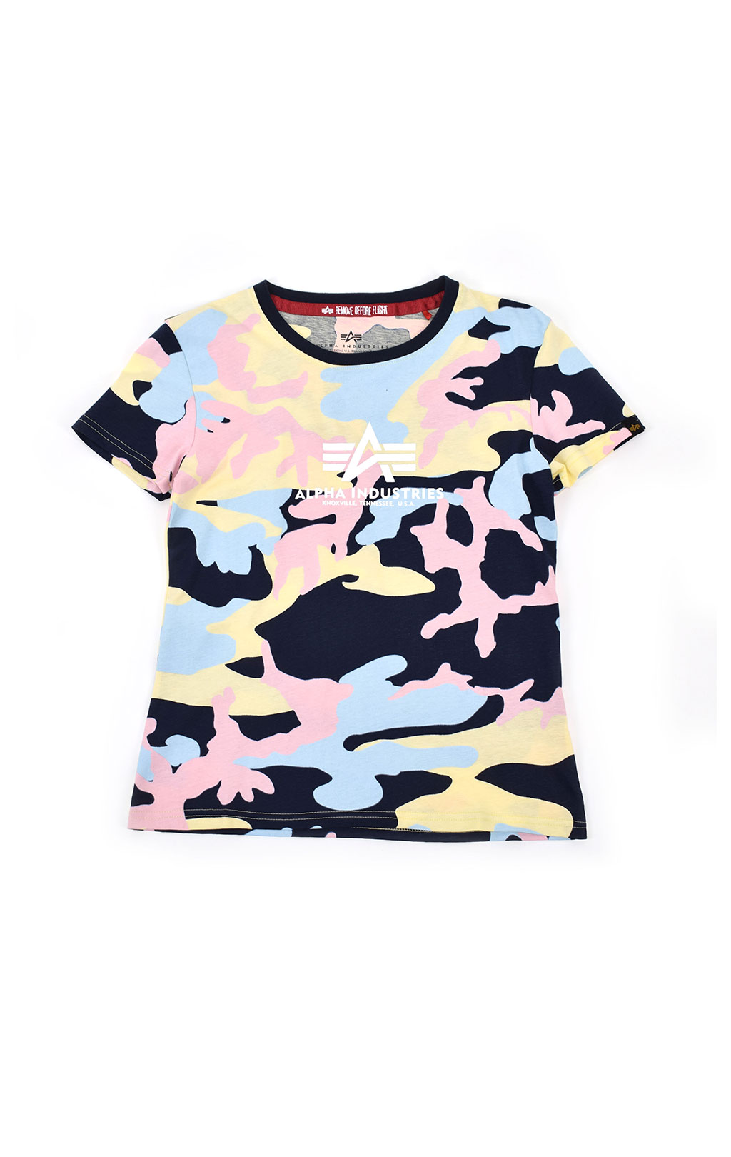 Женская футболка ALPHA INDUSTRIES NEW CAMO BASIC T navy pink camo 