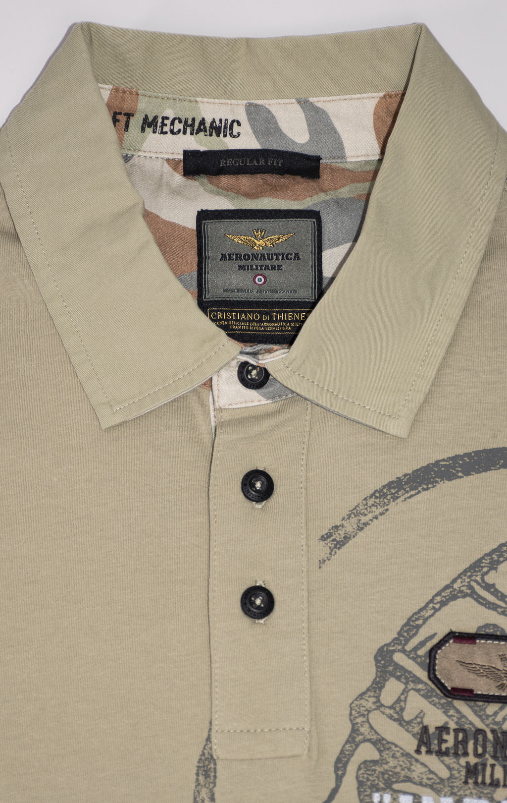 Футболка-поло AERONAUTICA MILITARE INDIAN PRINT SS 24 m/TR sage green (PO 1781) 