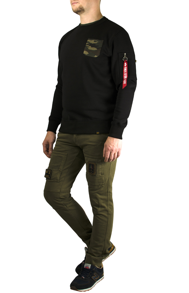 Свитшот ALPHA INDUSTRIES CAMO POCKET black 