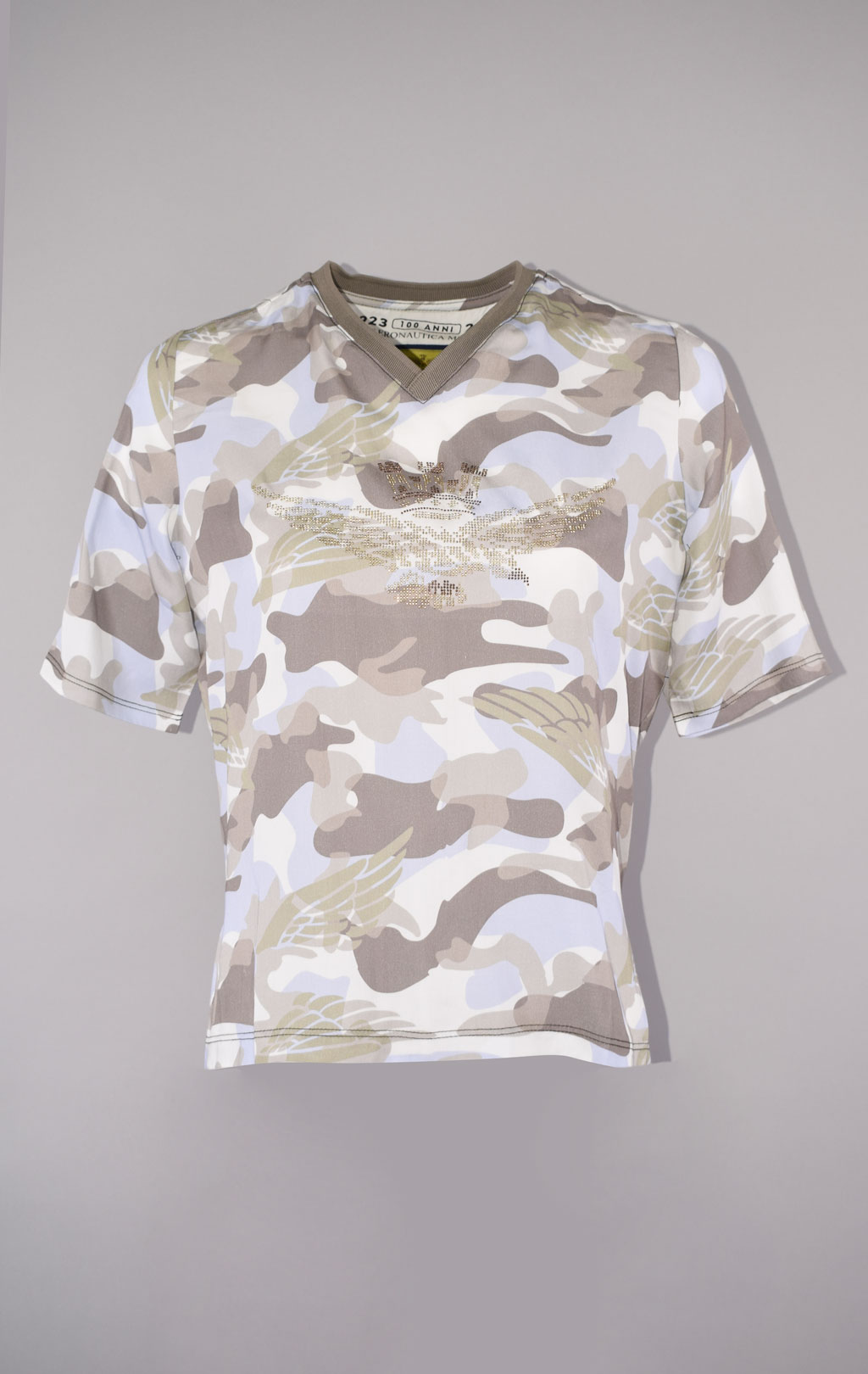 Женская футболка AERONAUTICA MILITARE SS 23/MA camo azzurro donna (TS 2100) 