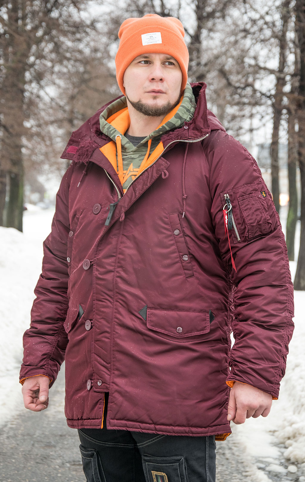 Аляска ALPHA INDUSTRIES SLIM FIT GEN-I N-3B maroon/orange 