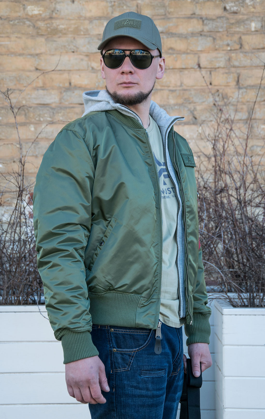 Куртка-бомбер лётная ALPHA INDUSTRIES D-Tec big size MA-1 sage green 