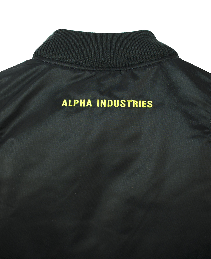 Куртка-бомбер лётная ALPHA INDUSTRIES D-Tec SE MA-1 black/lime 