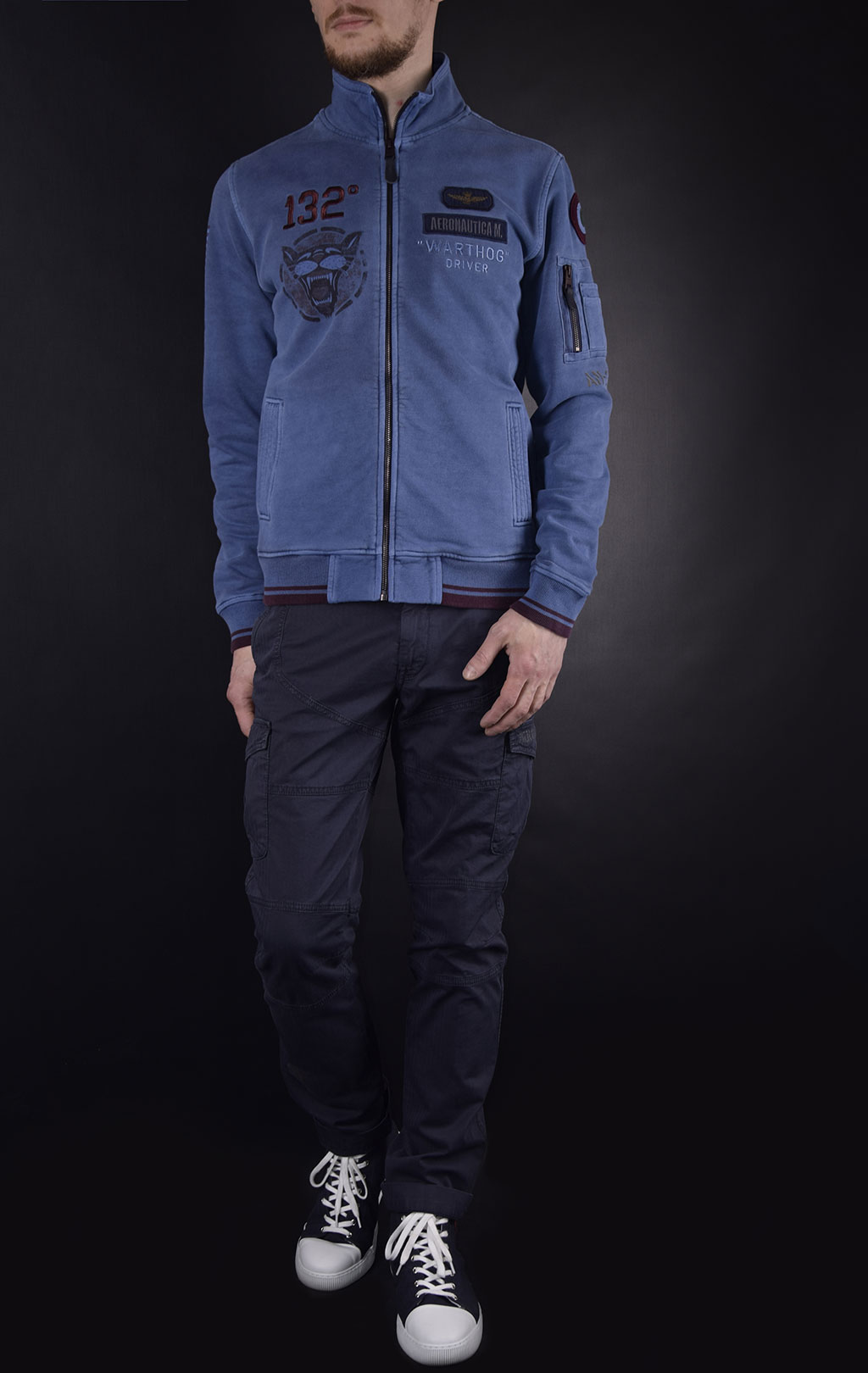 Толстовка AERONAUTICA MILITARE SS19 blue aperto (FE 1373) 