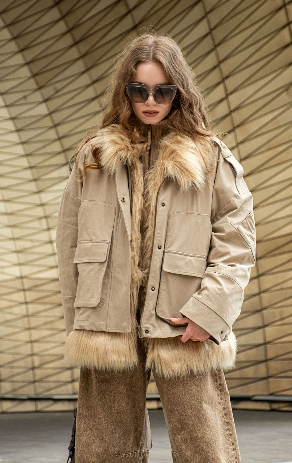 Женская куртка меховая AERONAUTICA MILITARE FW 26/27/CN silver mink (AB 3055) 