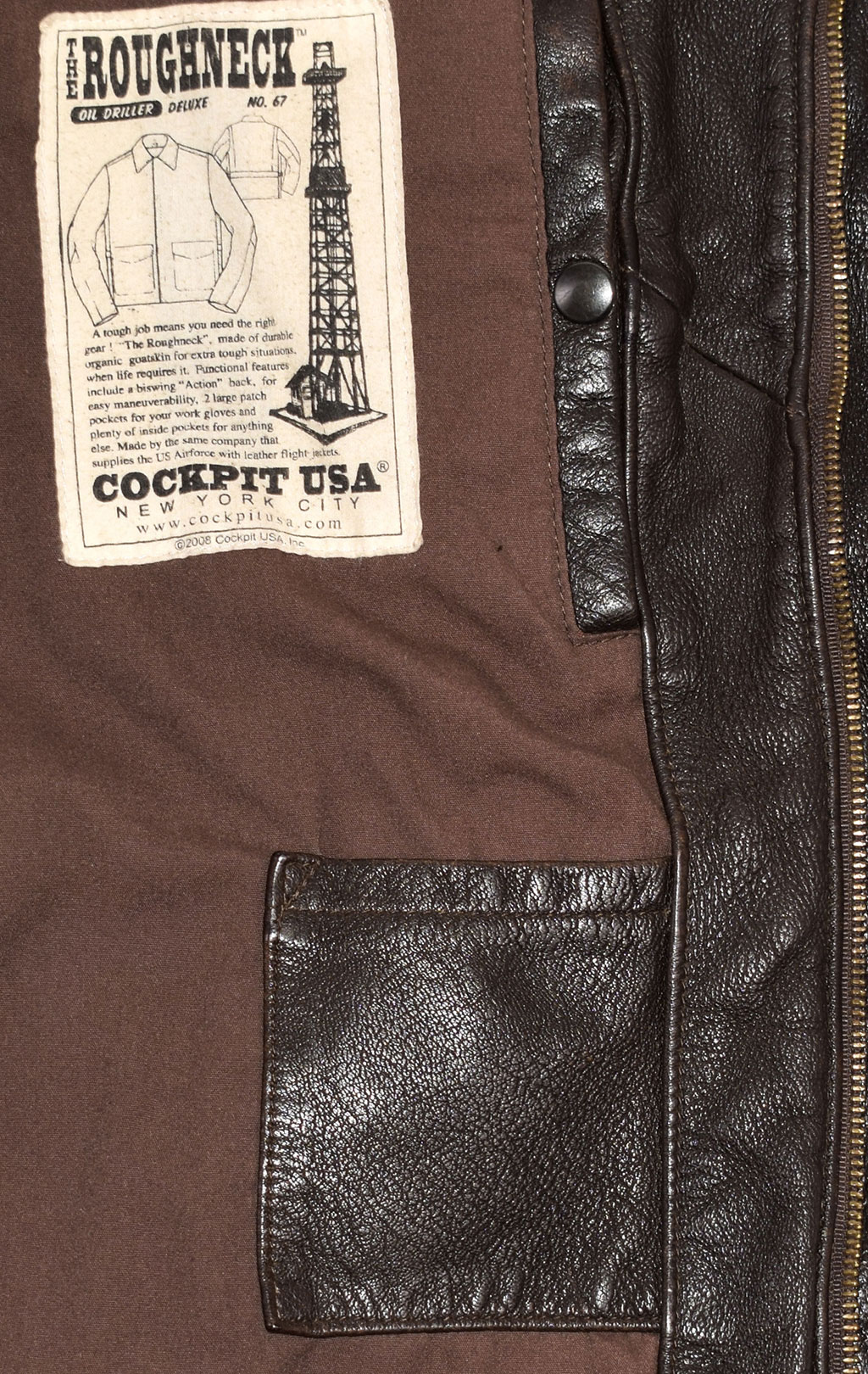 Куртка COCKPIT Vintage Oil Driller big size кожа brown (Z21F008) 