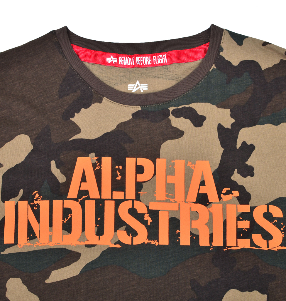 Футболка ALPHA INDUSTRIES BLURRED camo woodland 65 