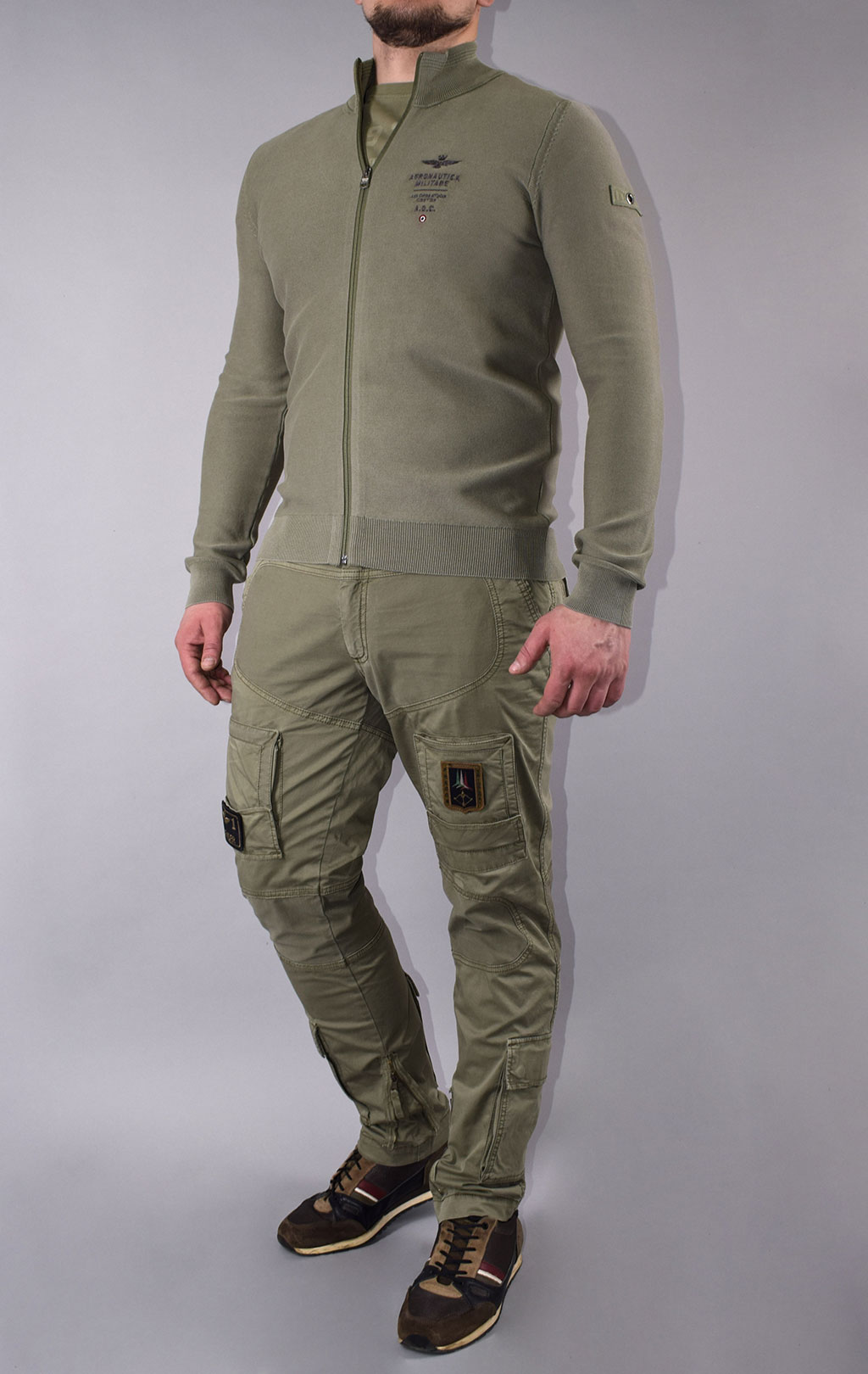 Свитер на молнии AERONAUTICA MILITARE SS 21/IN green (MA 1259) 