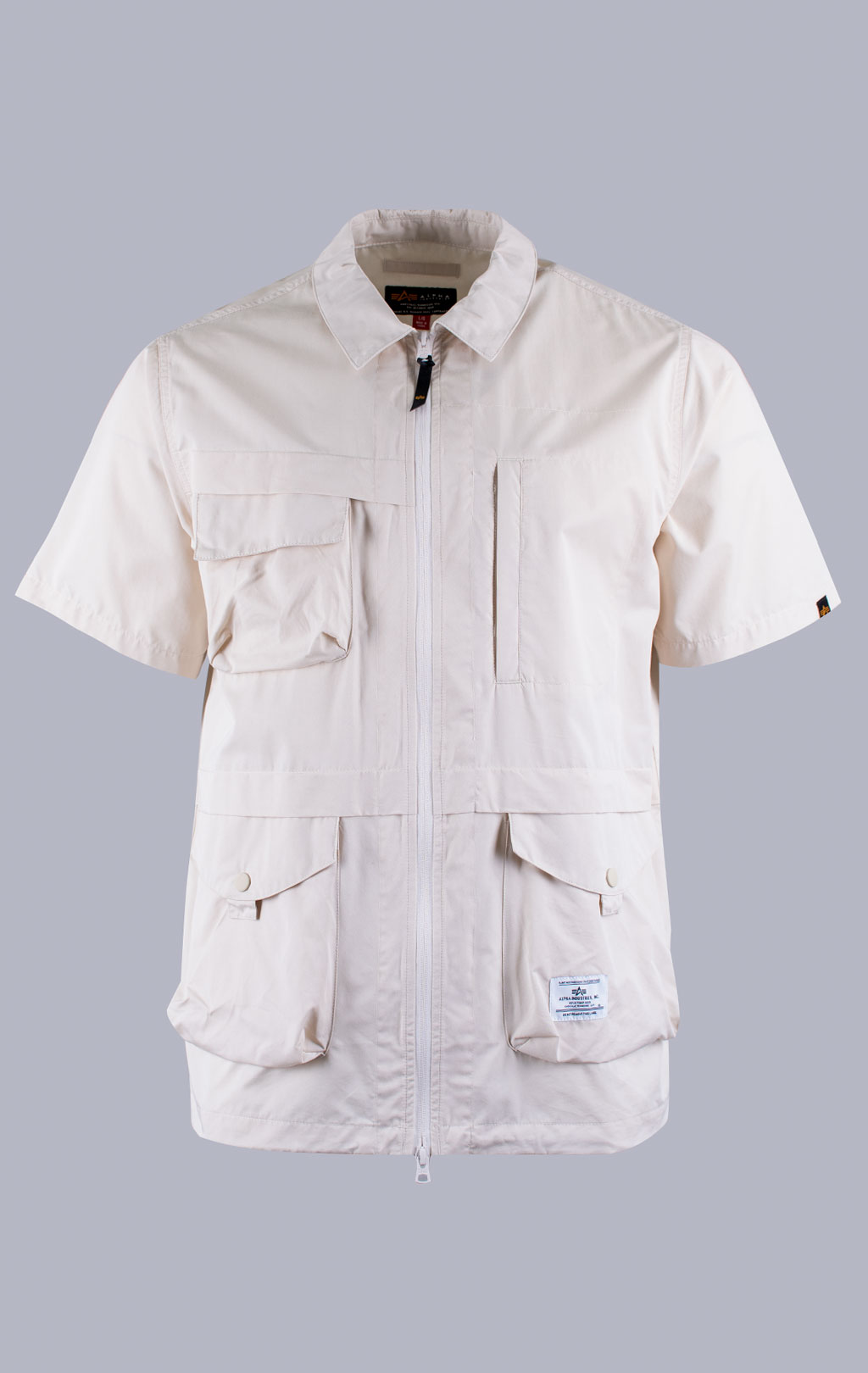 Ветровка-рубашка ALPHA INDUSTRIES SHORT SLEEVE MULTI POCKET ZIPPERED SHIRT JACKET SS 24 m limestone 