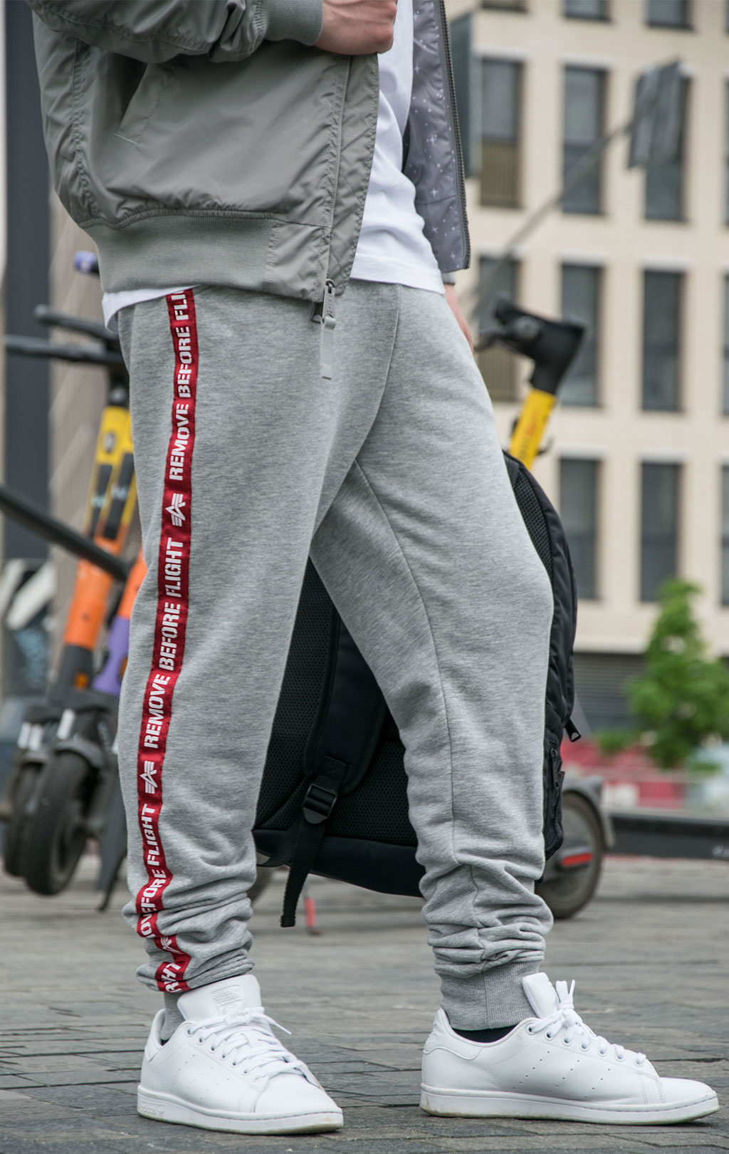 Брюки спортивные джоггеры ALPHA INDUSTRIES RBF TAPE JOGGER grey heather 