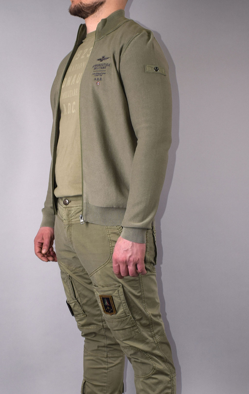 Свитер на молнии AERONAUTICA MILITARE SS 21/IN green (MA 1259) 