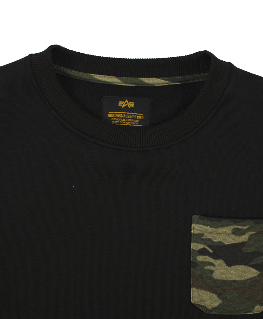 Свитшот ALPHA INDUSTRIES CAMO POCKET black 