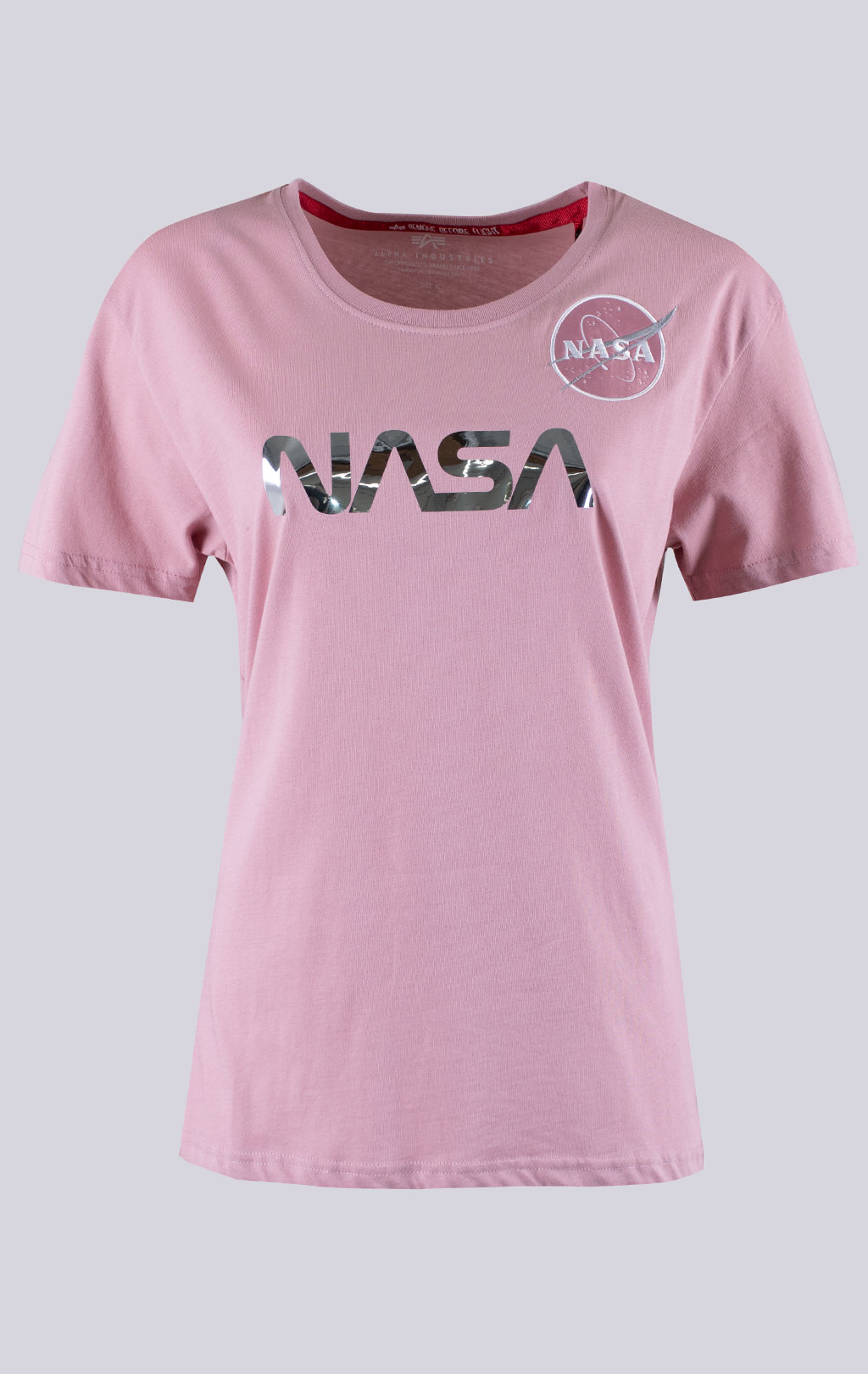 Женская футболка ALPHA INDUSTRIES NASA PM T silver pink/chrome 