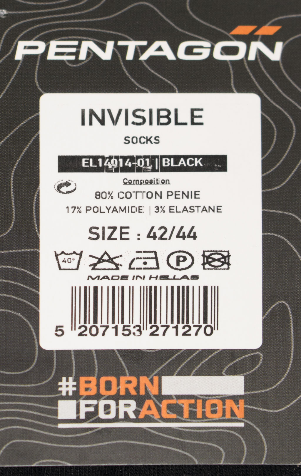 Носки низкие Pentagon INVISIBLE black 14014 