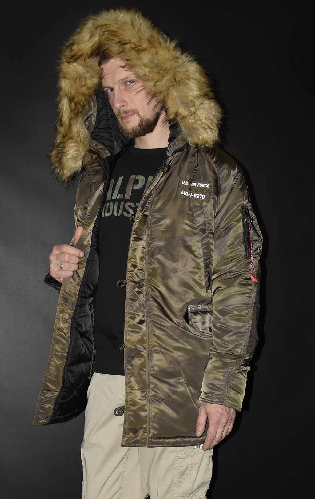 Аляска ALPHA INDUSTRIES AIRBORNE N-3B dark olive camo 