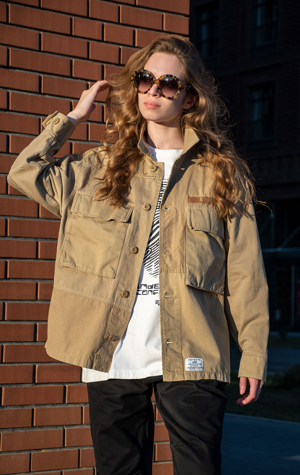 ALPHA INDUSTRIES MIXED MEDIA SHIRT JACKET SS 23 m vintage khaki ForceAge