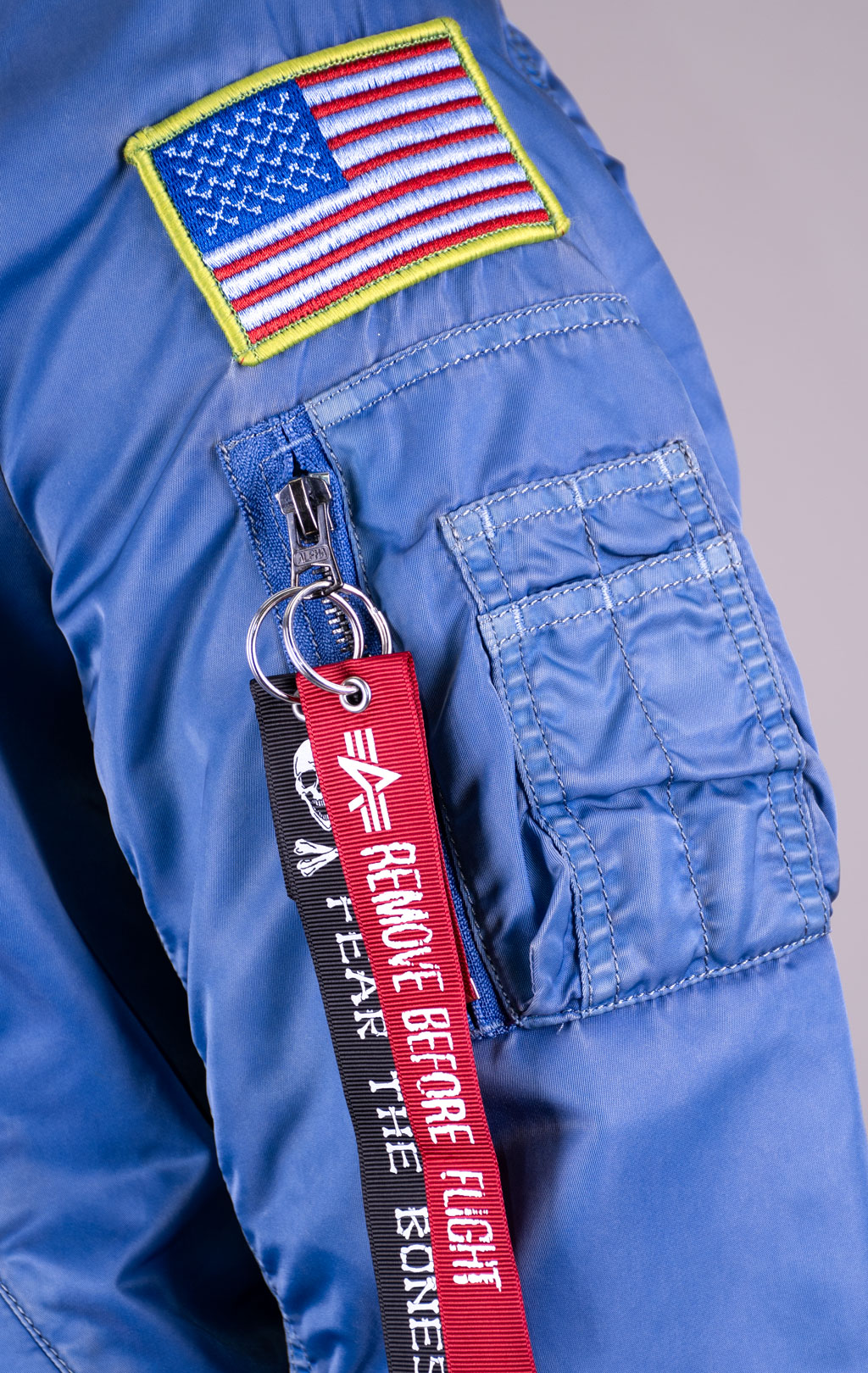 Ветровка-бомбер ALPHA INDUSTRIES L-2B FEAR THE BONES BATTLEWASH FW 21 m light navy 