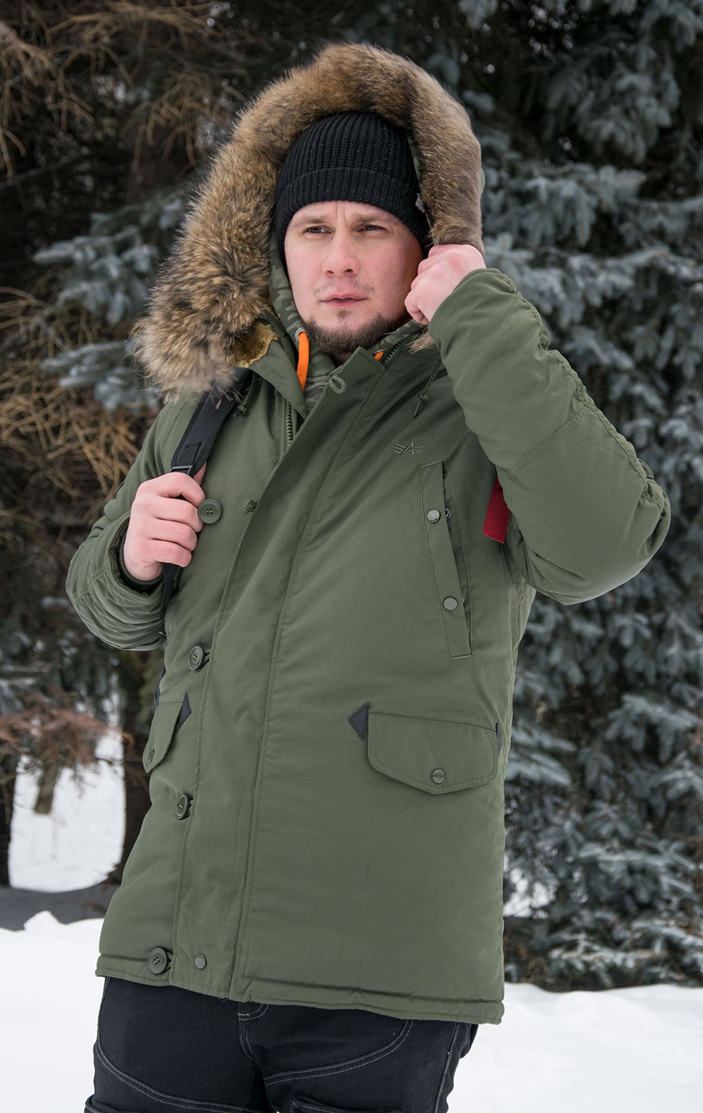 Аляска ALPHA INDUSTRIES EXPLORER натур. мех dark green 