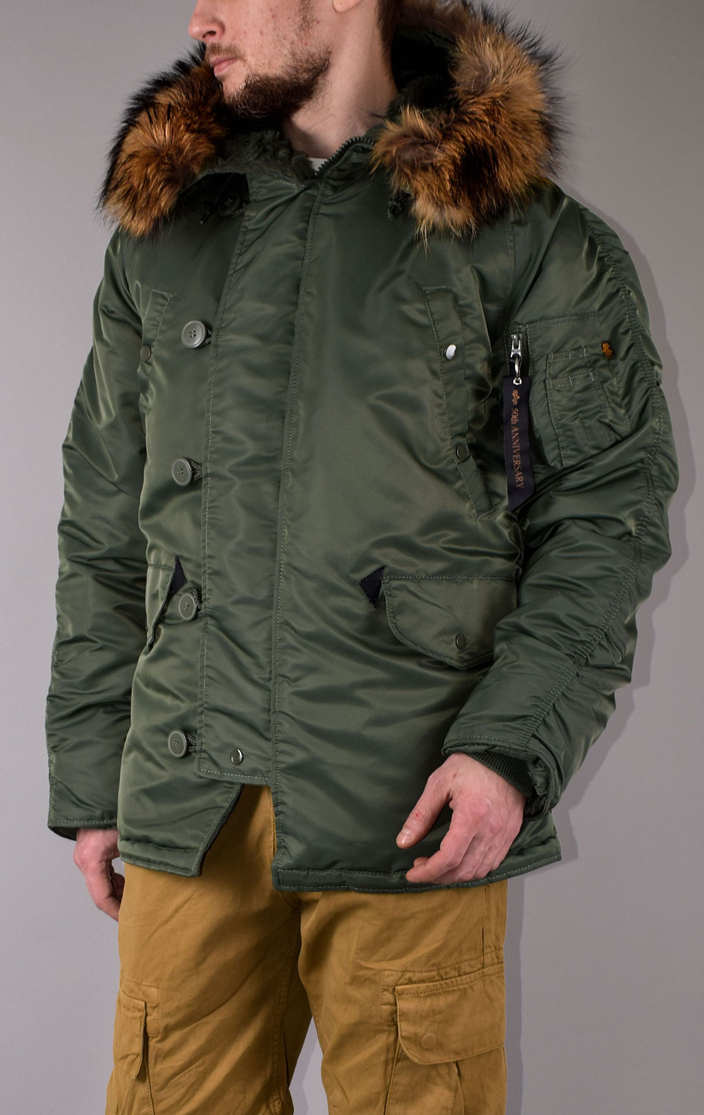 Аляска ALPHA INDUSTRIES CLASSIC N-3B натур. мех sage green 