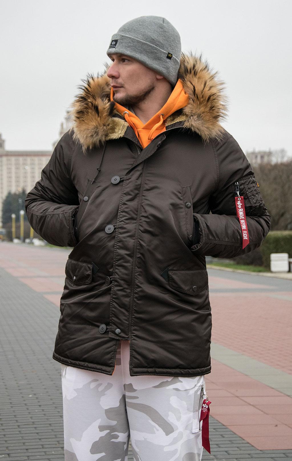 Аляска ALPHA INDUSTRIES VF 59 N-3B натур. мех deep brown 