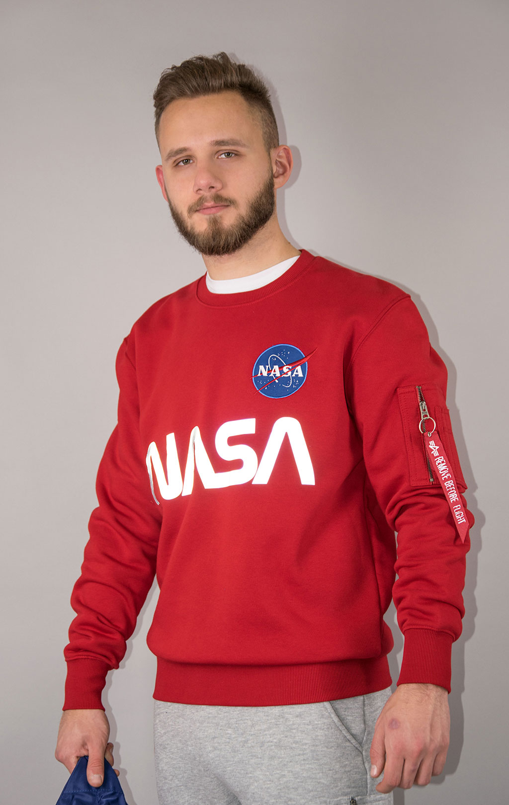 Свитшот ALPHA INDUSTRIES NASA reflective speed red 