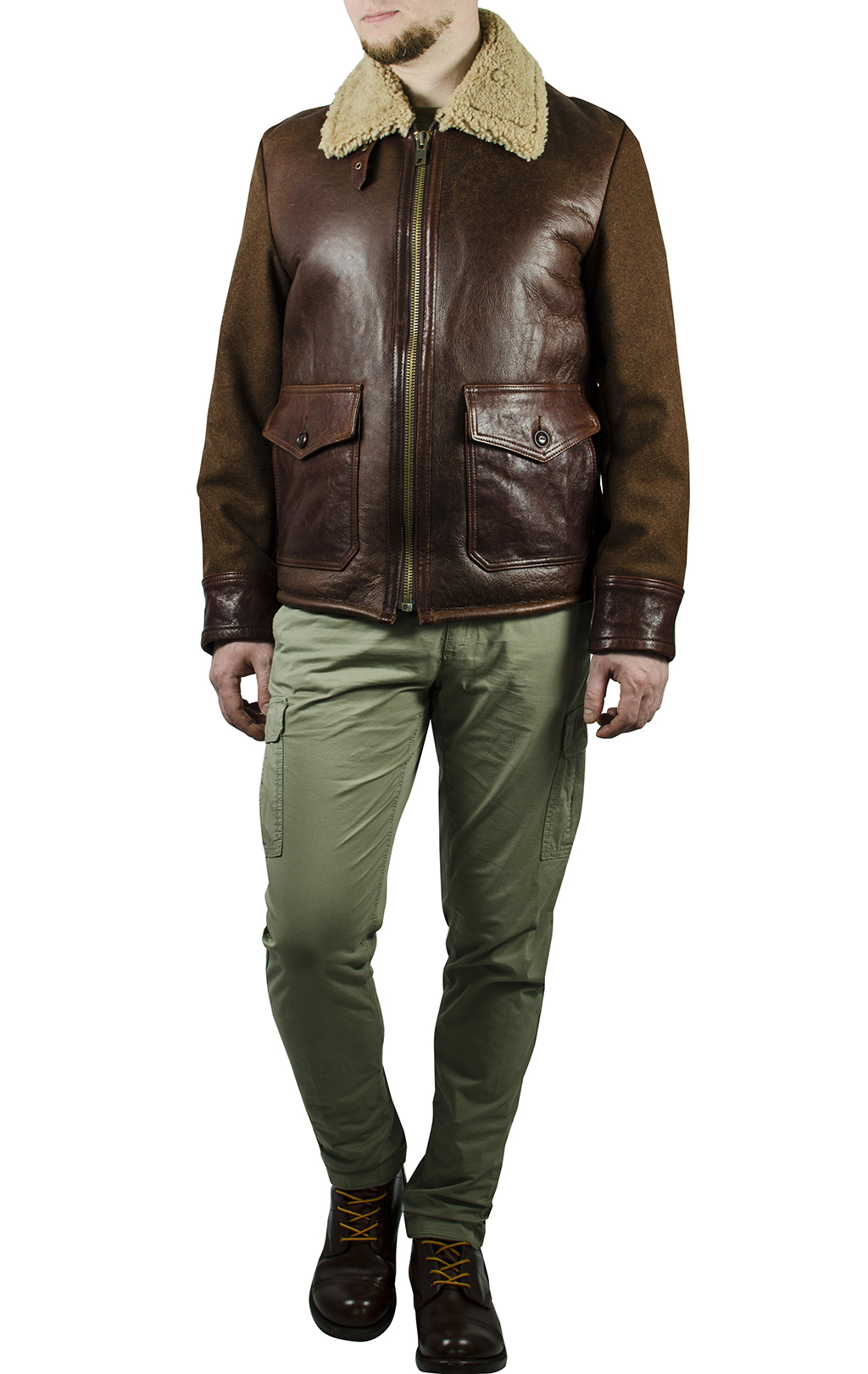 Куртка-пилот SCHOTT NYC Multi Media FLIGHT JCT 27 овчина brown (284) 