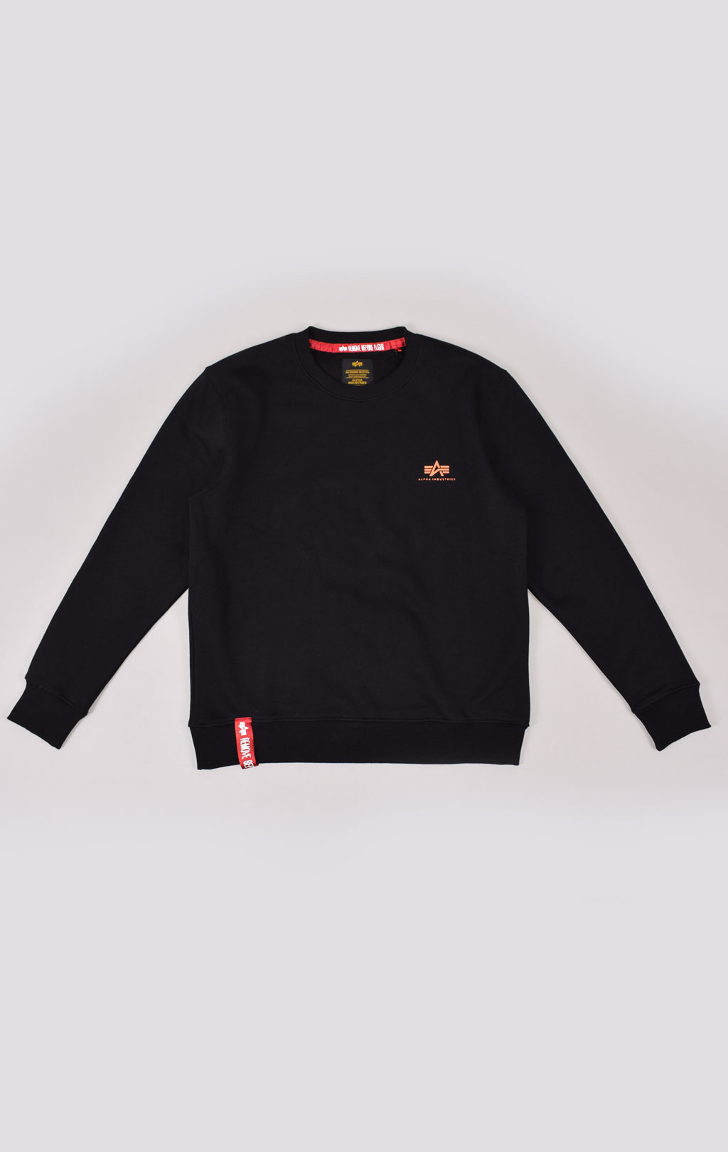 Свитшот ALPHA INDUSTRIES BASIC SWEATER SMALL LOGO black/neon orange 