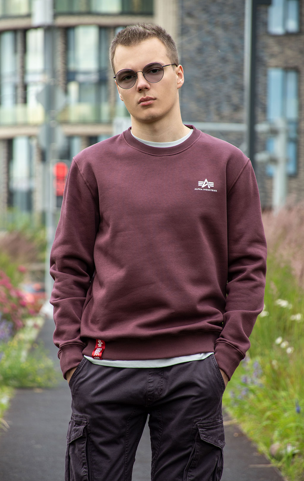 Свитшот ALPHA INDUSTRIES BASIC SWEATER SMALL LOGO deep maroon 
