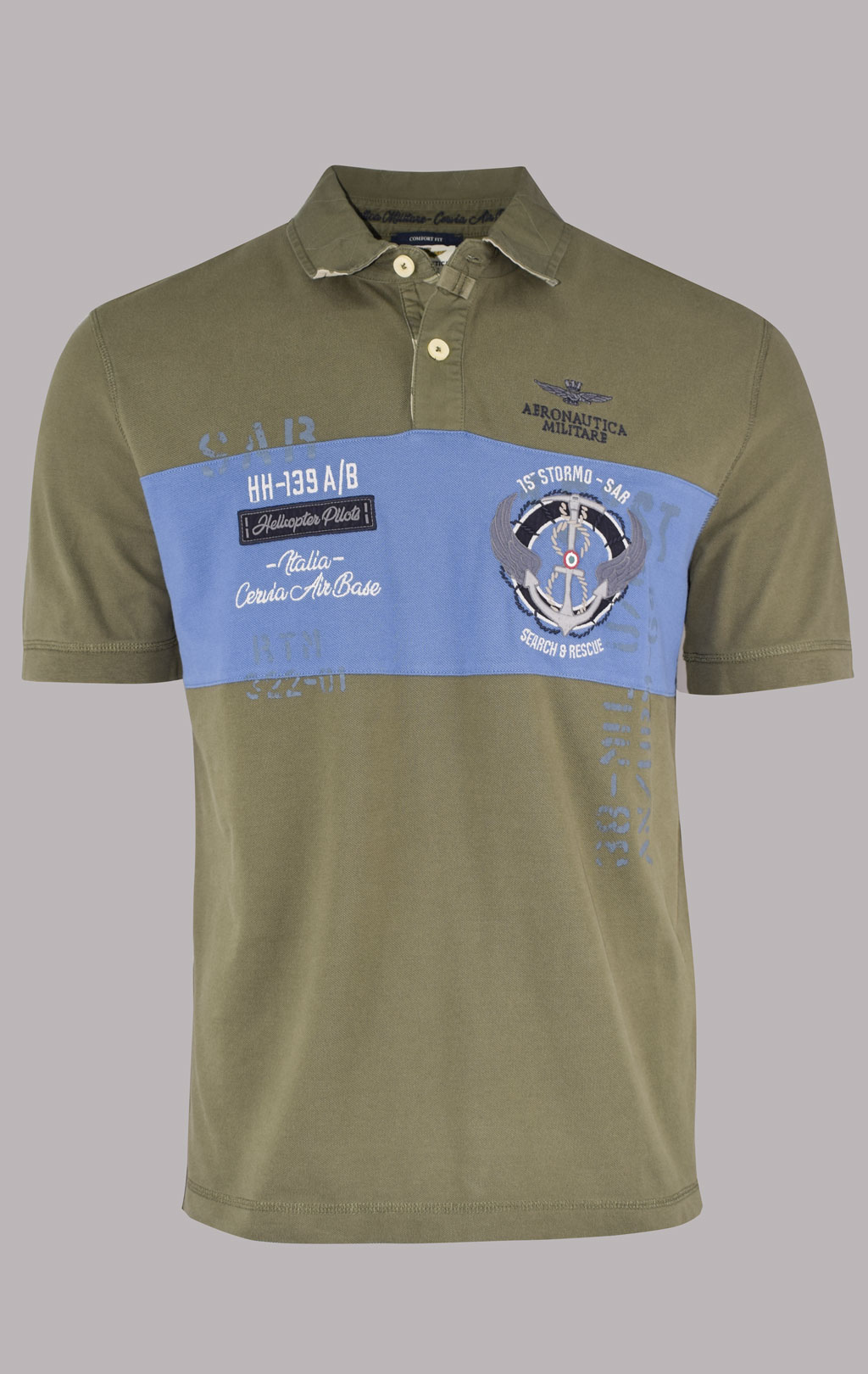 Футболка-поло AERONAUTICA MILITARE big size SS 23/TR verde (PO 1683) 