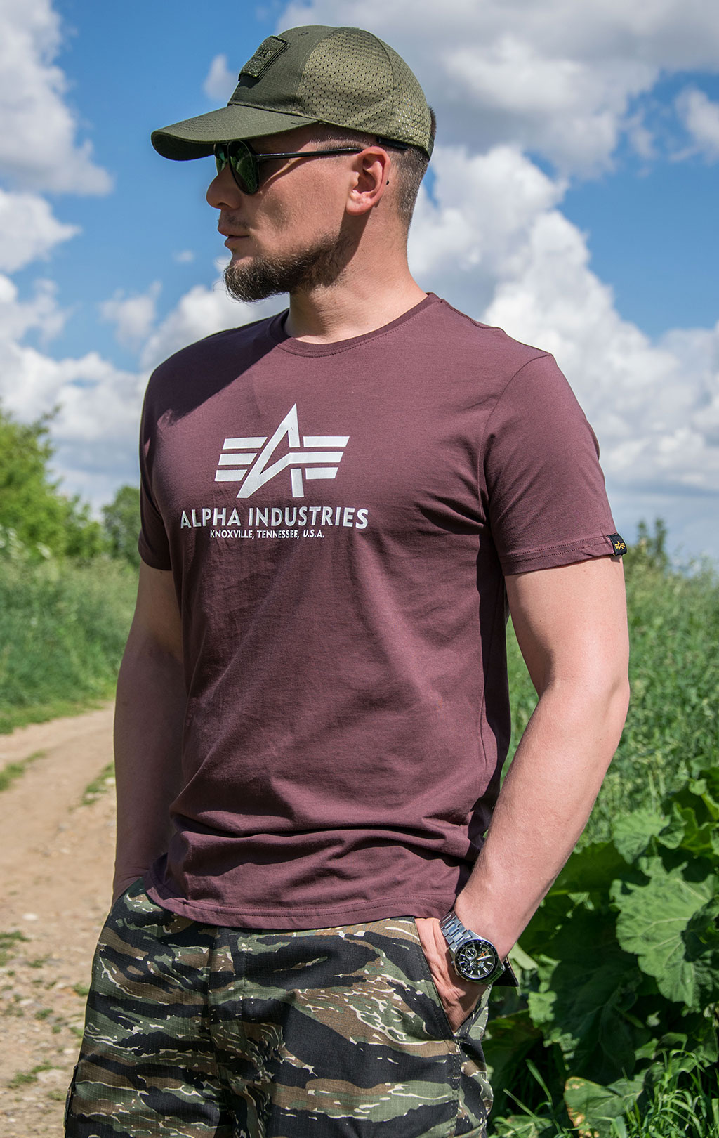 Футболка ALPHA INDUSTRIES BASIC T deep maroon 