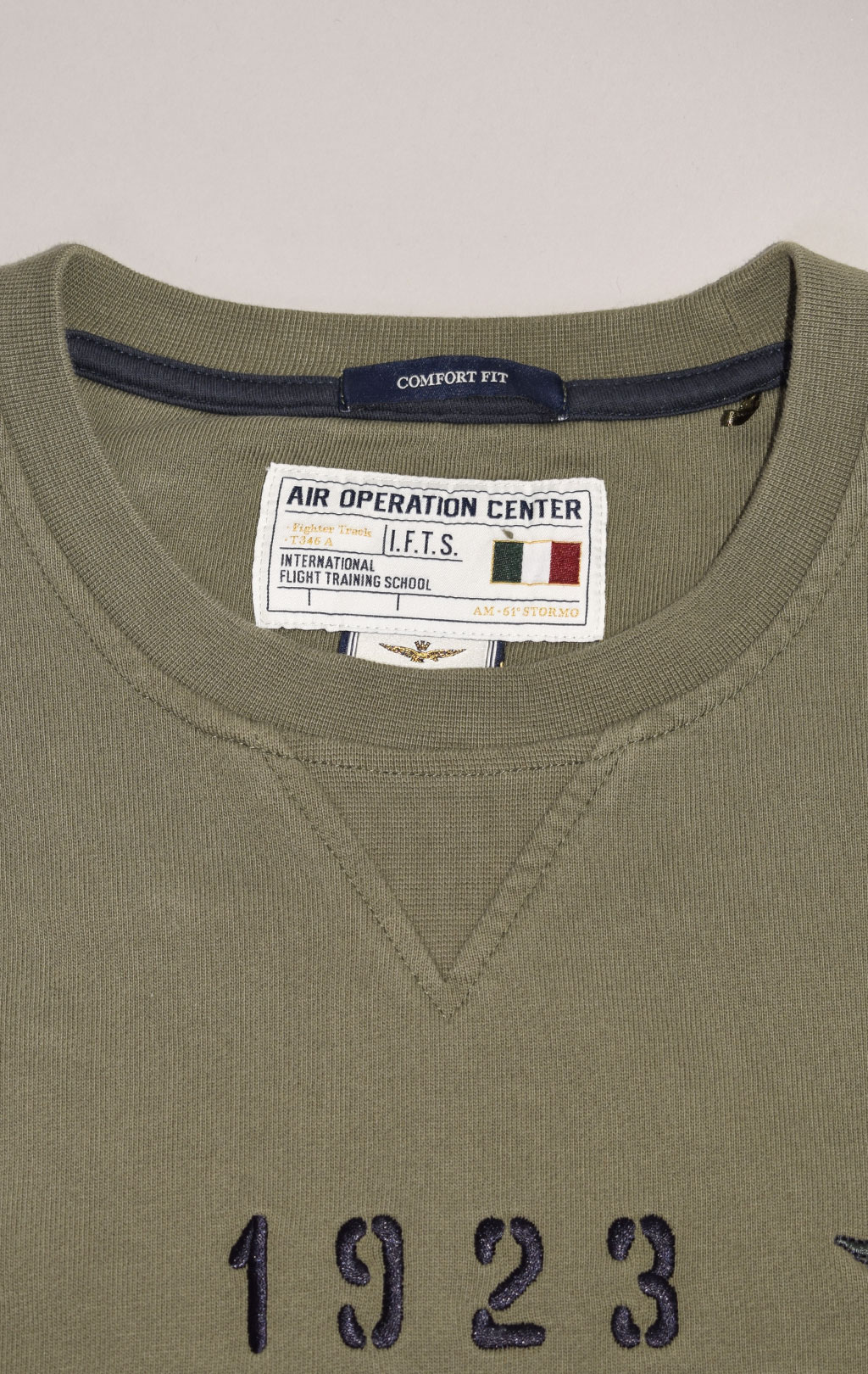 Свитшот AERONAUTICA MILITARE SS 23/TR verde militare (FE 1746) 