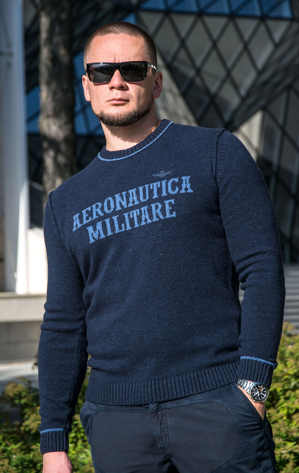 Свитер AERONAUTICA MILITARE FW 23/24/BG blue mountain (MA 1463) 