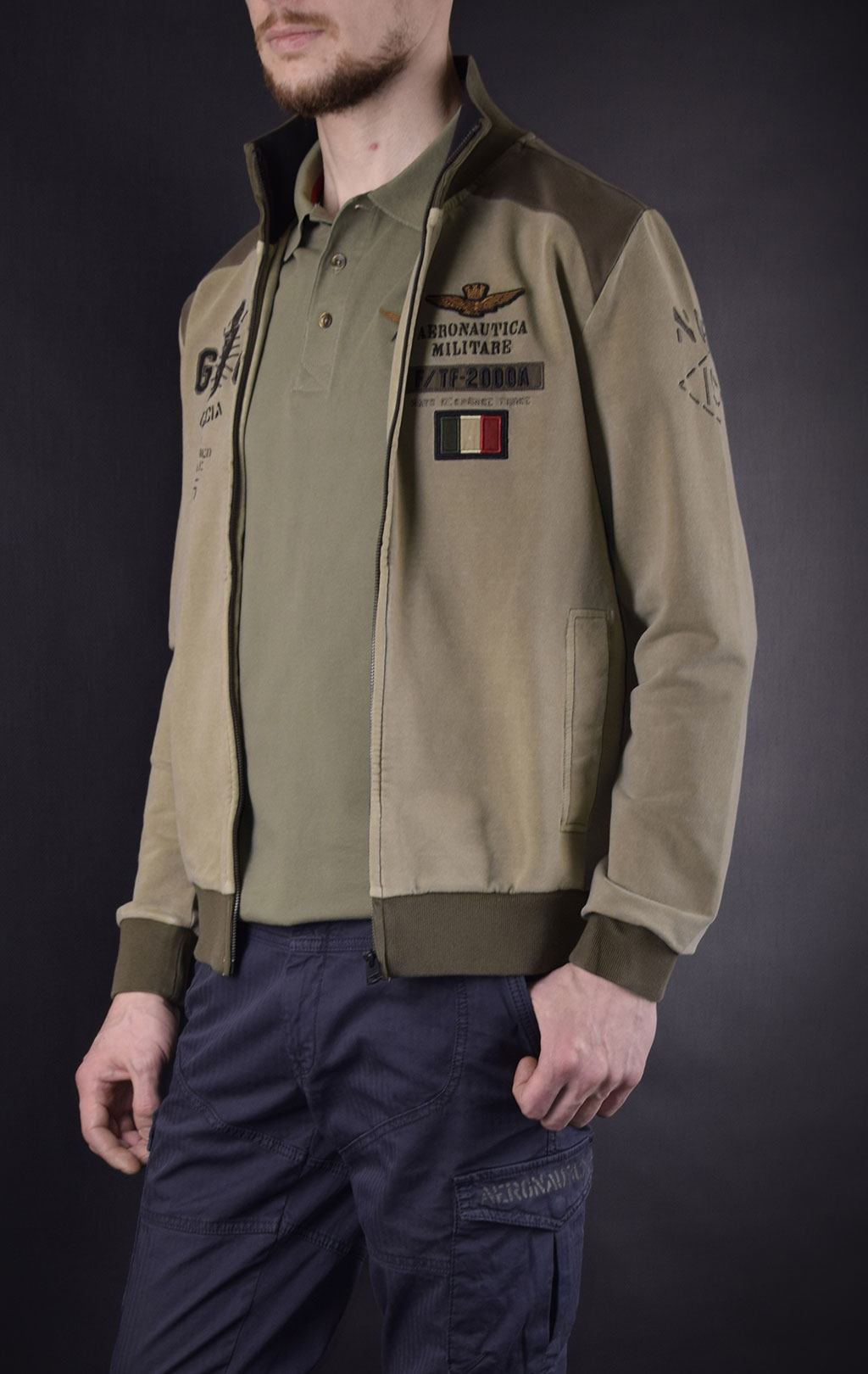 Толстовка AERONAUTICA MILITARE SS19 green mountain/salvia (FE 1384) 