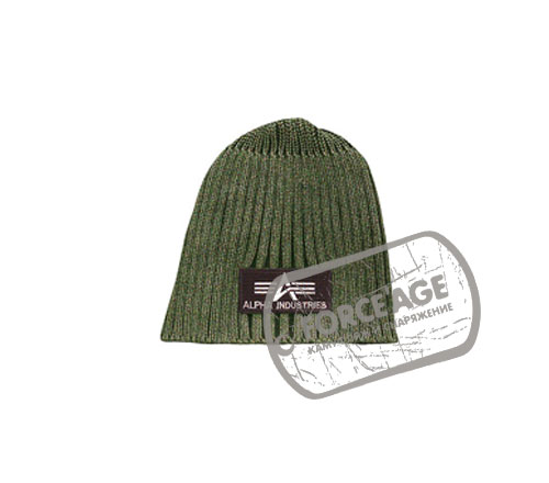 Шапка ALPHA INDUSTRIES HEAVY RIB BEANIE olive washed Шапка ALPHA INDUSTRIES HEAVY RIB BEANIE olive washed