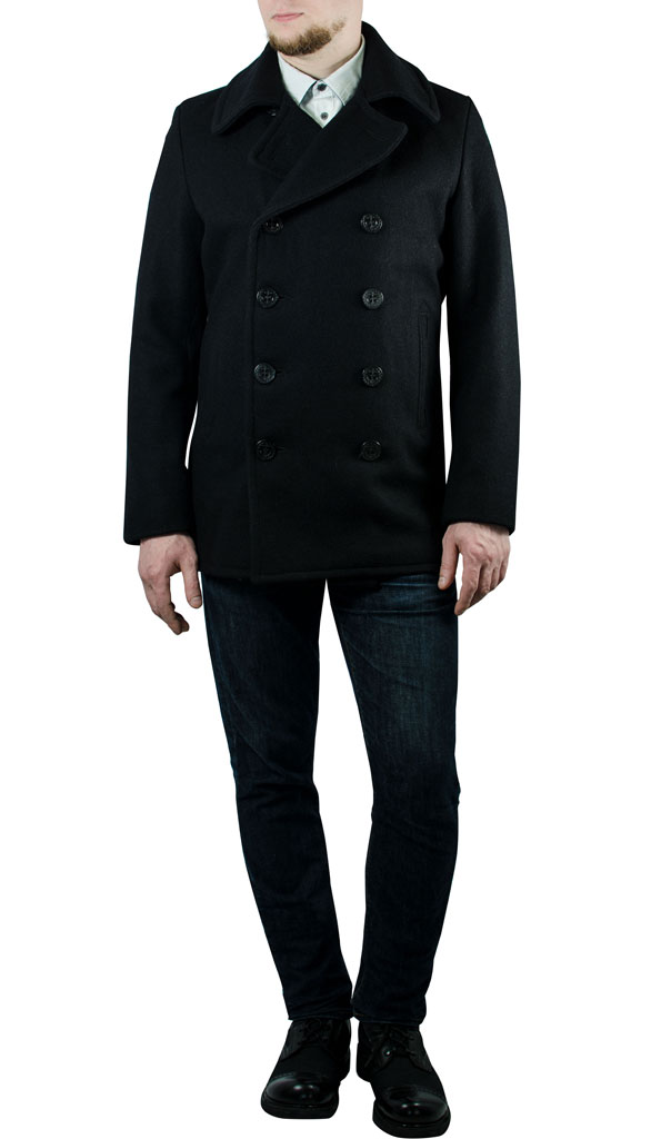 Бушлат морской SCHOTT NYC PEACOAT Slim Fitted 31 шерсть navy (751) 