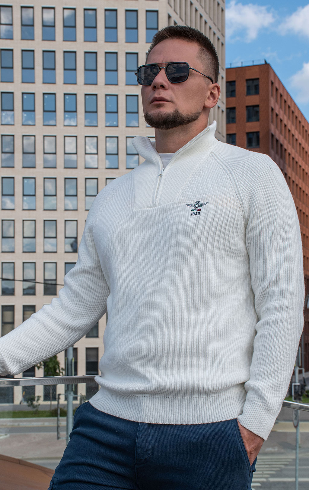 Свитер AERONAUTICA MILITARE FW 24/25/MN off white (MA 1509) 