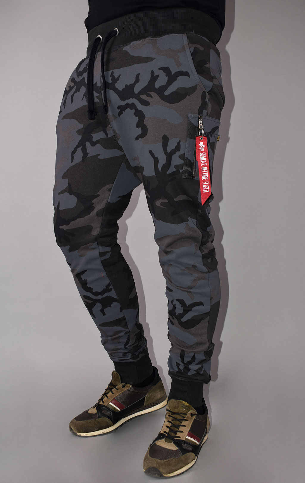 Брюки спортивные джоггеры ALPHA INDUSTRIES X-FIT CARGO black camo 