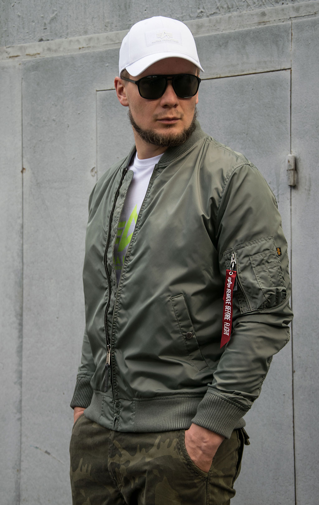 Ветровка-бомбер ALPHA INDUSTRIES TT big size MA-1 vintage green 