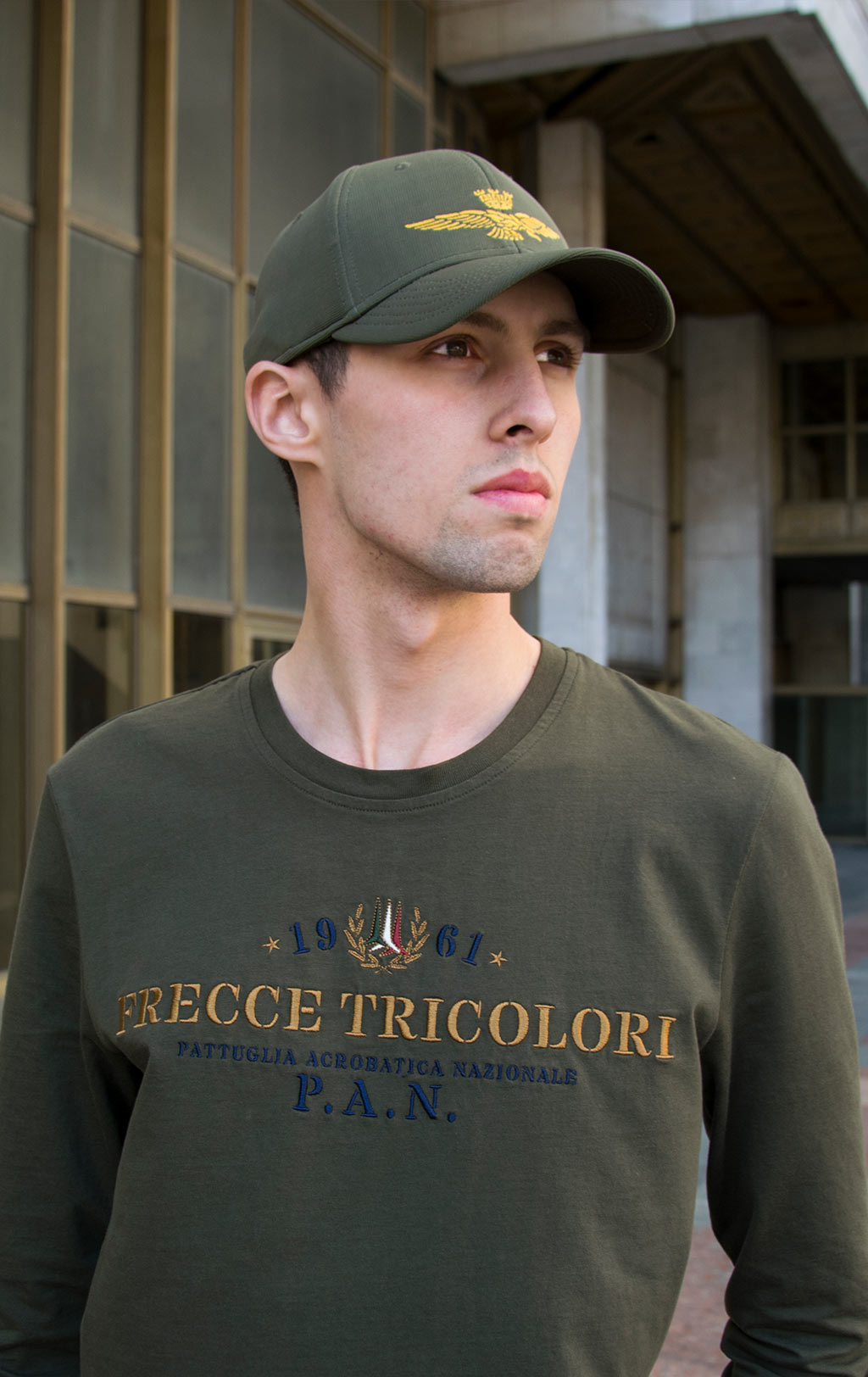 Лонгслив AERONAUTICA MILITARE FW 19/20 verde marcio (TS 1297) 