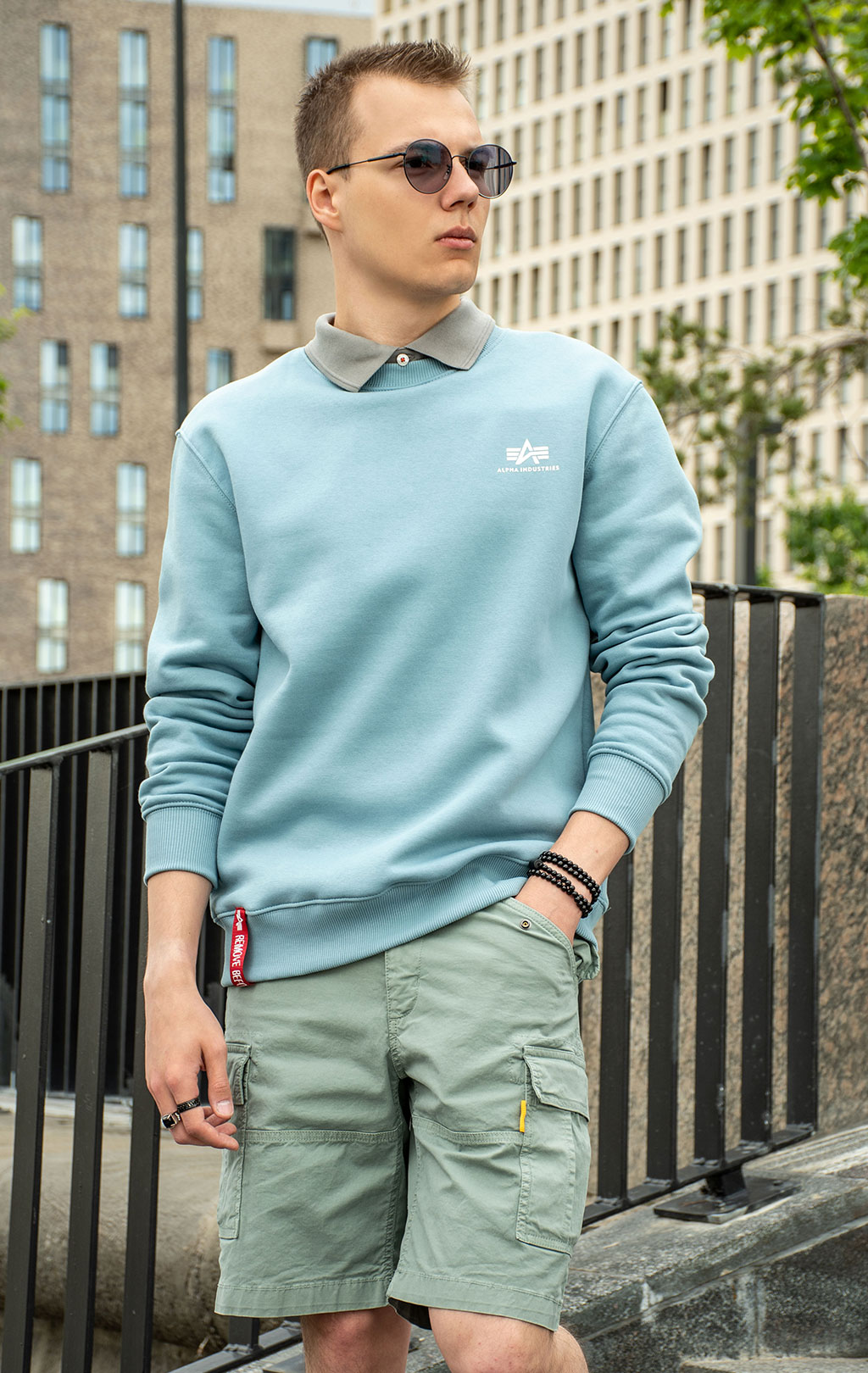 Свитшот ALPHA INDUSTRIES BASIC SWEATER SMALL LOGO greyblue 