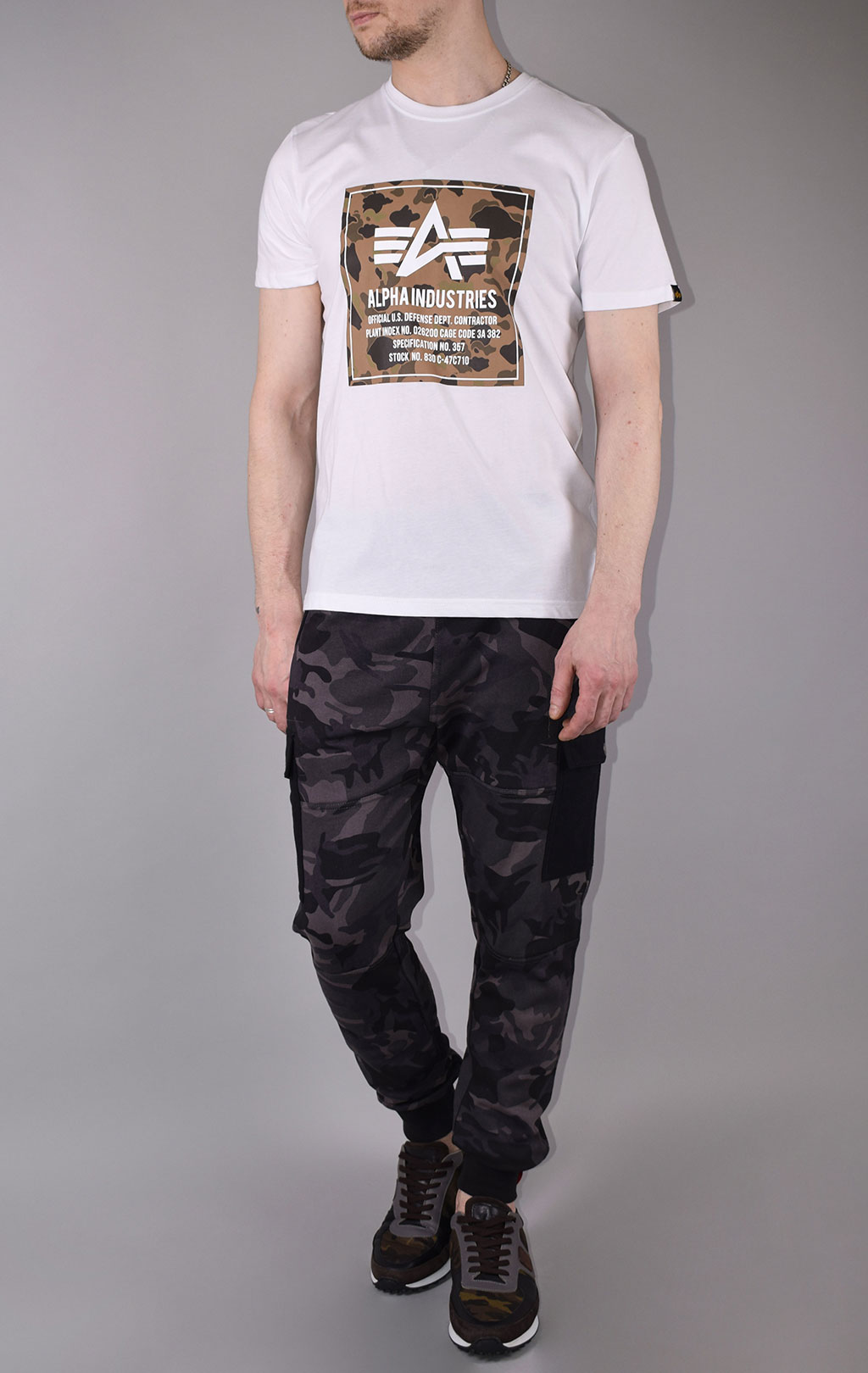 Футболка ALPHA INDUSTRIES CAMO BLOCK T white 