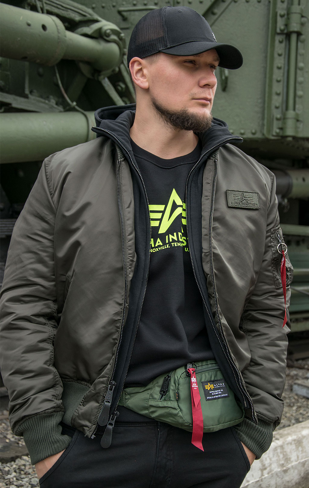 Куртка-бомбер лётная ALPHA INDUSTRIES D-Tec MA-1 black olive 