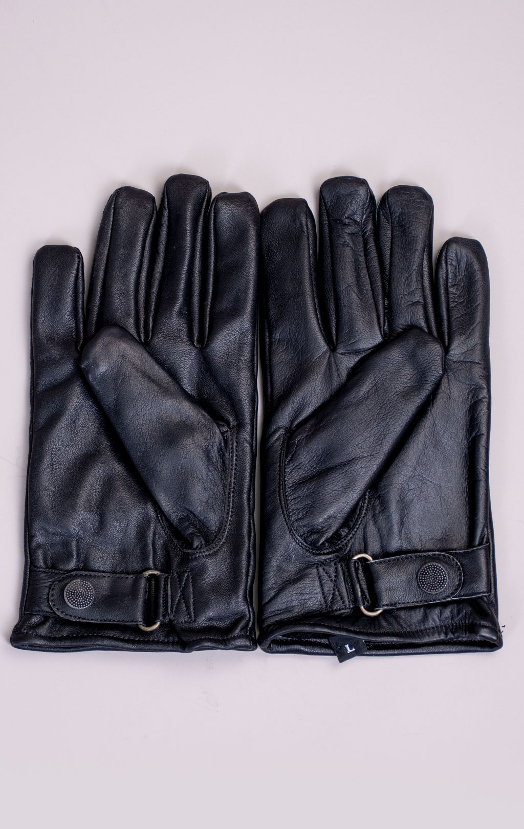 Перчатки утеплённые кожа с кнопкой black WG-119 Пакистан