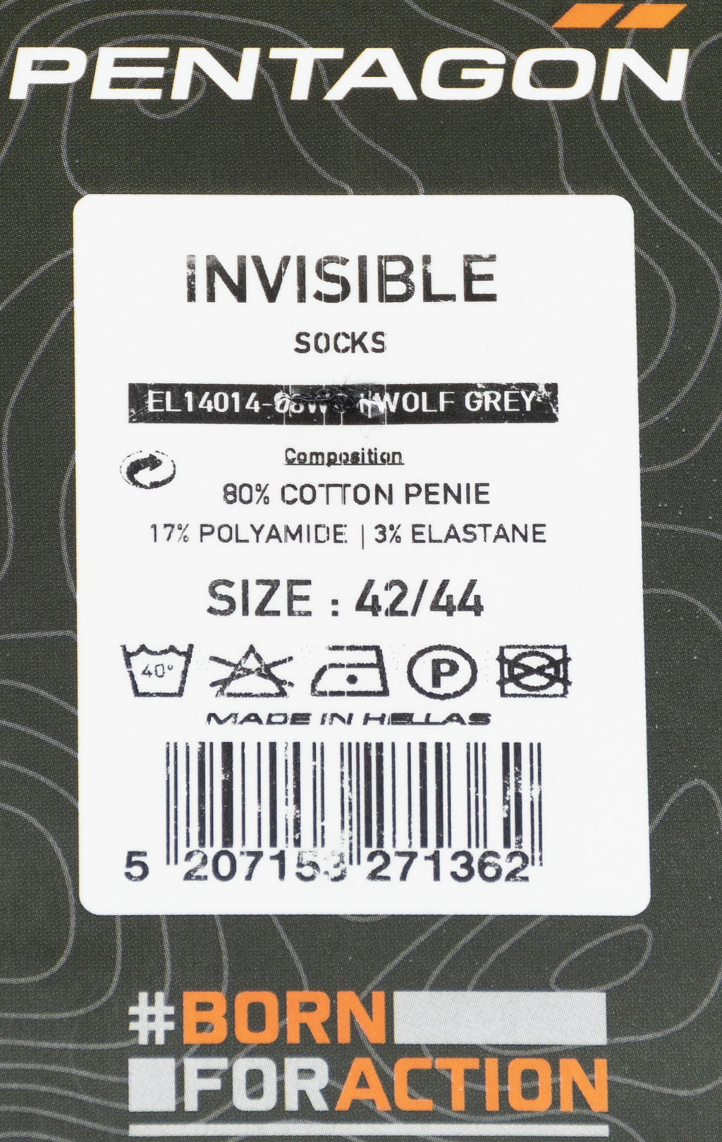 Носки низкие Pentagon INVISIBLE grey wolf 14014 