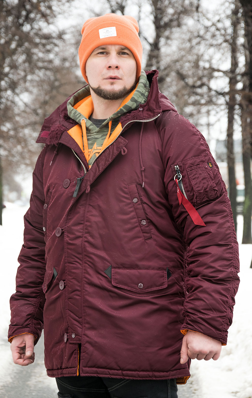 Аляска ALPHA INDUSTRIES SLIM FIT GEN-I N-3B maroon/orange 