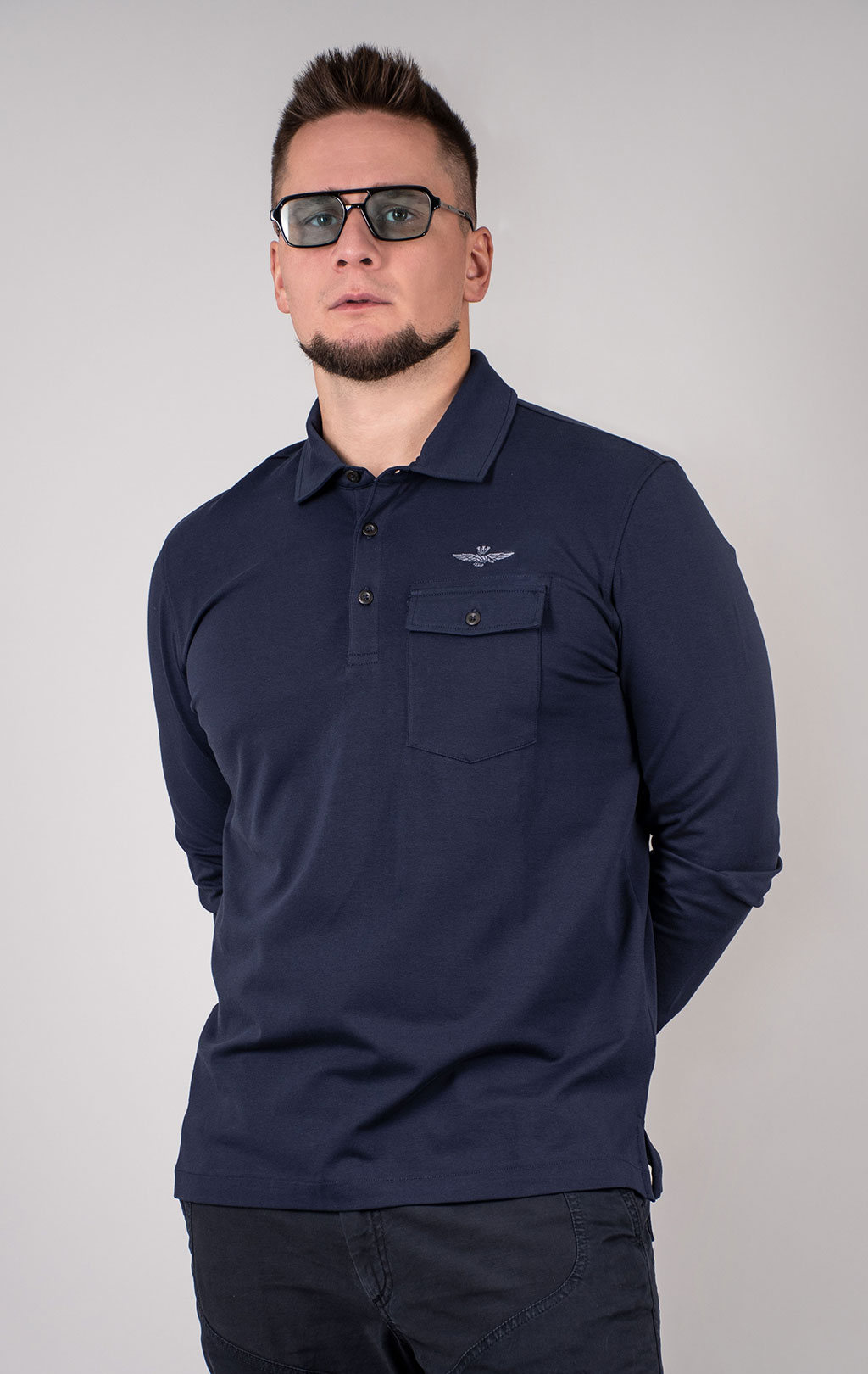 Поло-лонгслив AERONAUTICA MILITARE FW 24/25/TR dark blue (PO 1827) 